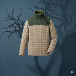 Lou Baou – Pull Col Montant en Maille Dense Lin et Laine – Unisex